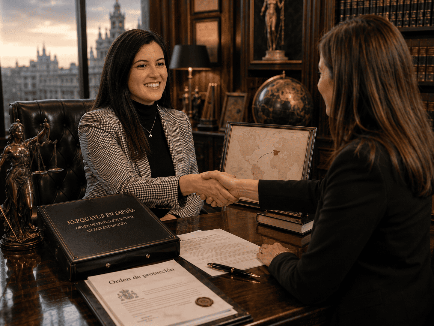 Mar Gámez, abogada de RRYP Global, asesorando a cliente internacional en procedimiento de exequátur en España y reconocimiento judicial extranjero.
